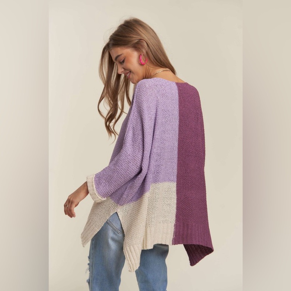 ADORA Side Slit Color Block Long Sleeve Sweater - Picture 3 of 5